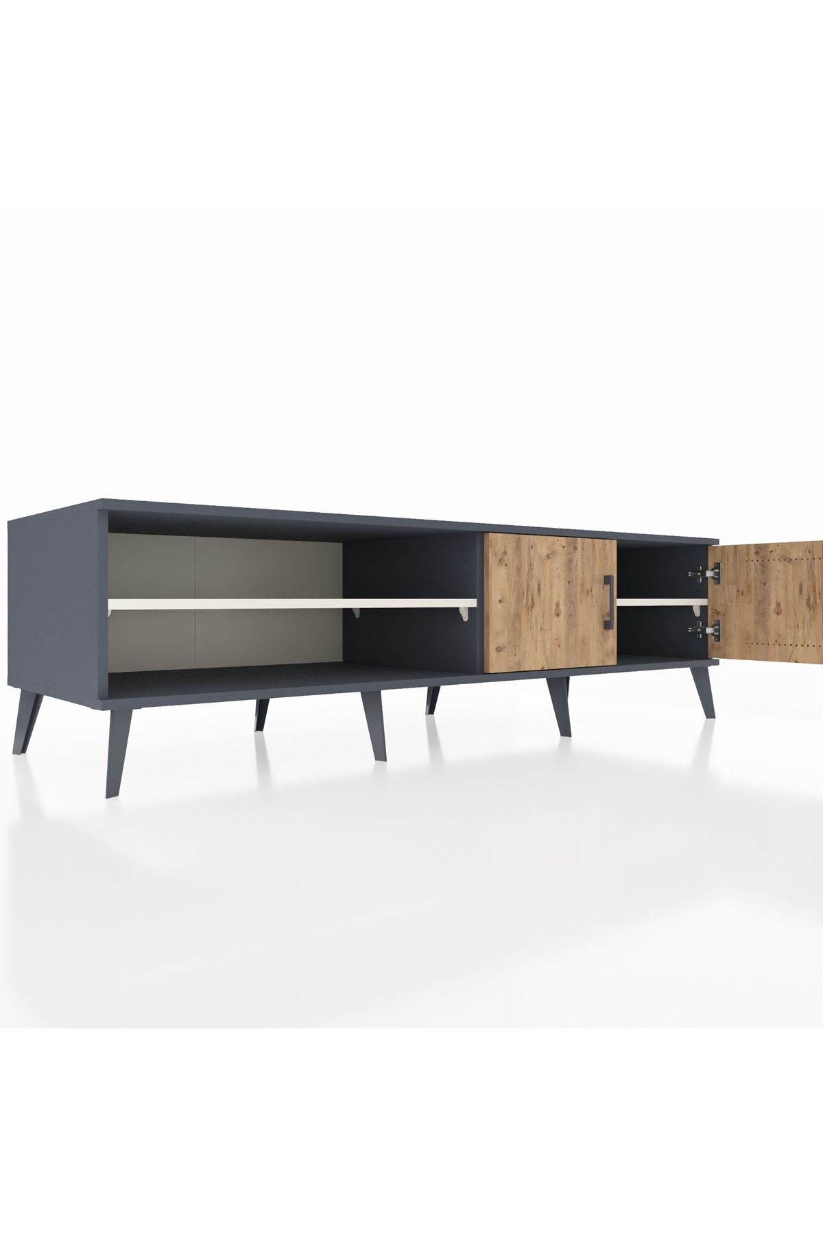 Kronos TV Ünitesi 2 Raflı 2 Kapaklı 176x59x51 Antrasit-Çam/Aytaşı