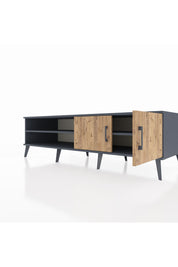 Kronos TV Ünitesi 2 Raflı 2 Kapaklı 176x59x51 Antrasit-Çam/Antrasit