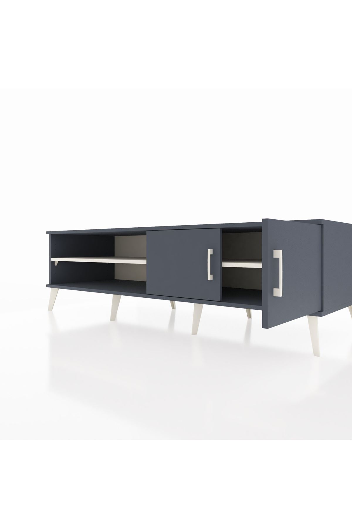 Kronos TV Ünitesi 2 Raflı 2 Kapaklı 176x59x51 Antrasit-Antrasit/Aytaşı