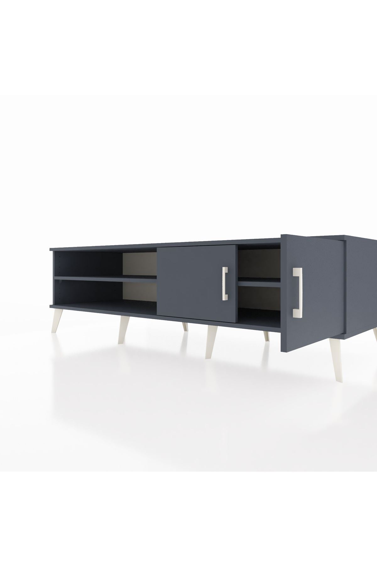 Kronos TV Ünitesi 2 Raflı 2 Kapaklı 176x59x51 Antrasit-Antrasit/Antrasit