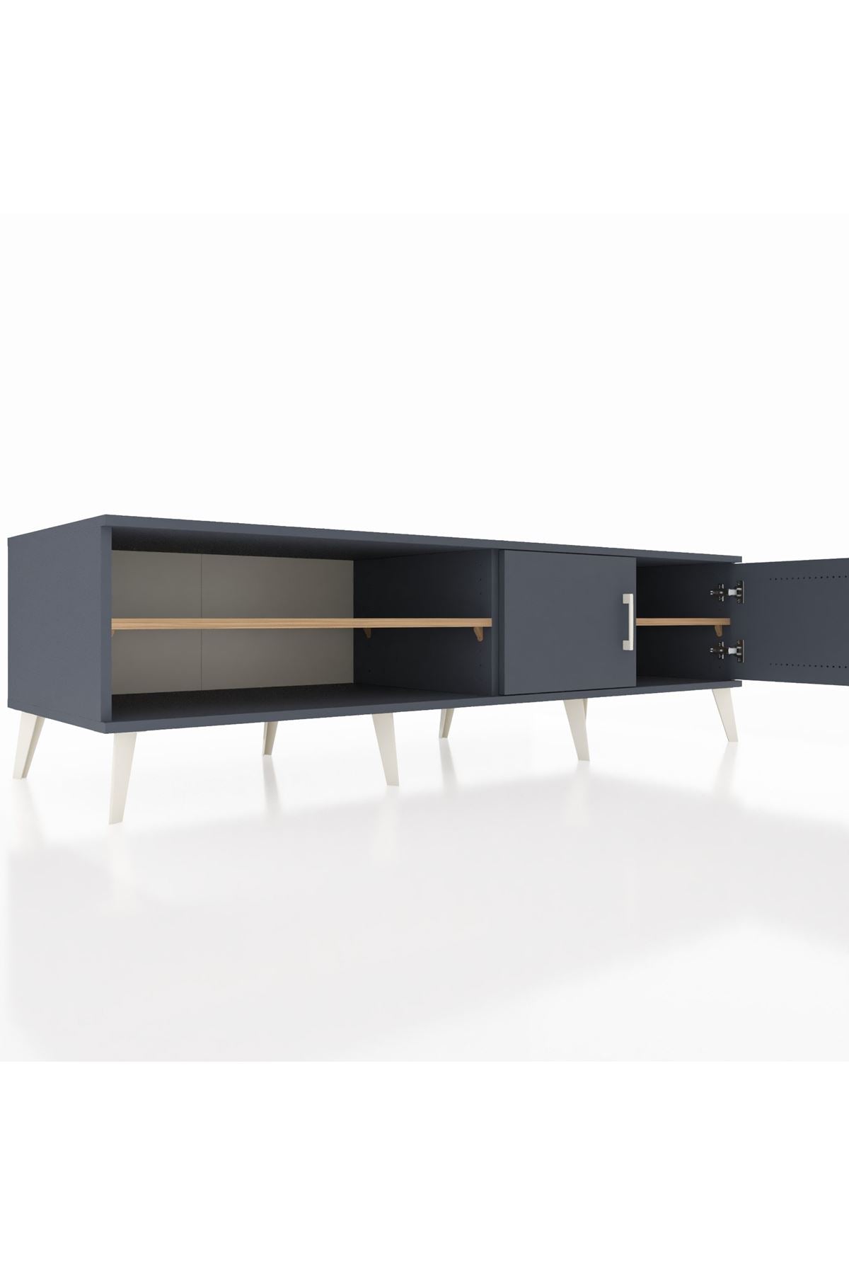 Kronos TV Ünitesi 2 Raflı 2 Kapaklı 176x59x51 Antrasit-Antrasit/Çam