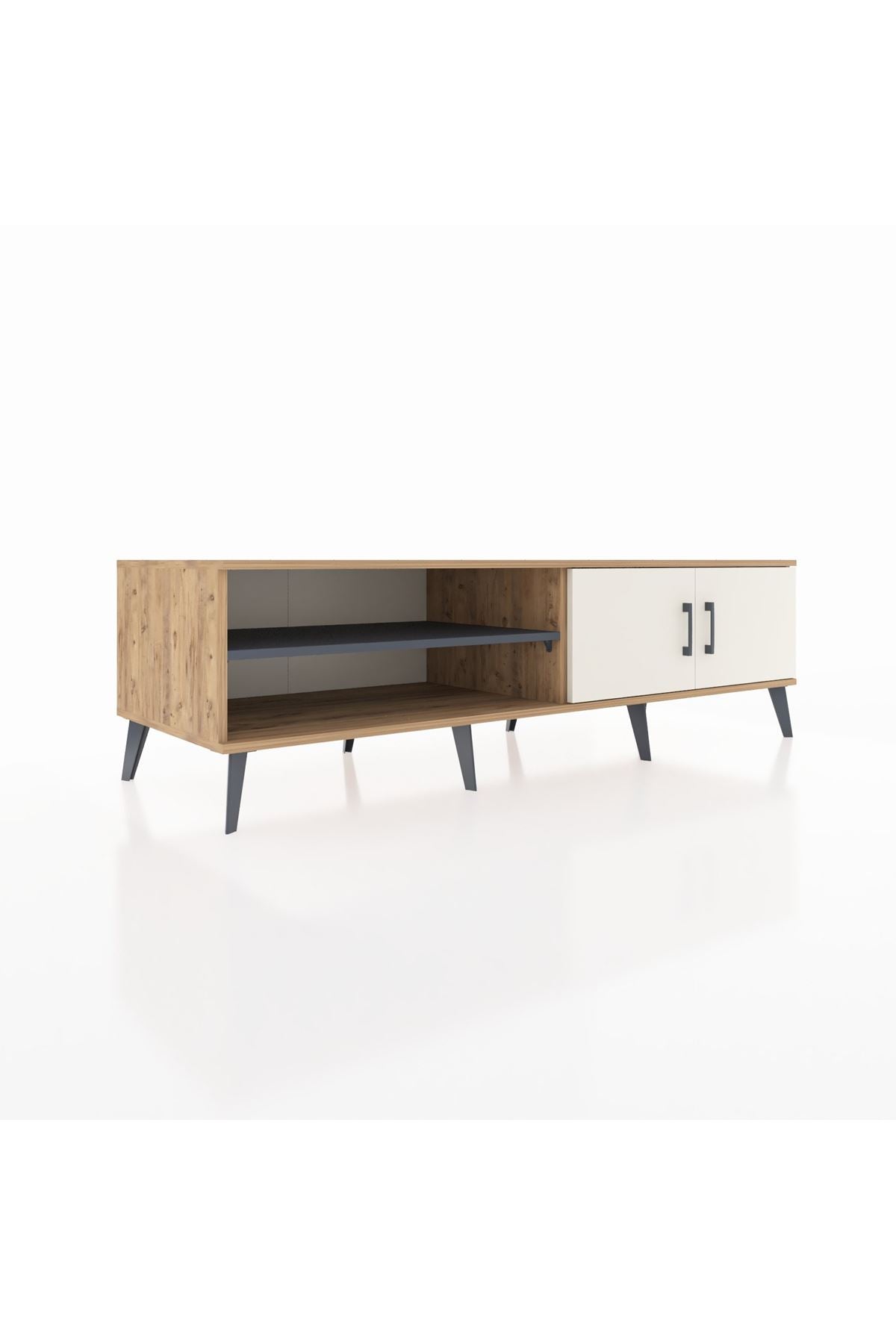 Kronos TV Ünitesi 2 Raflı 2 Kapaklı 176x59x51 Çam-Aytaşı/Antrasit