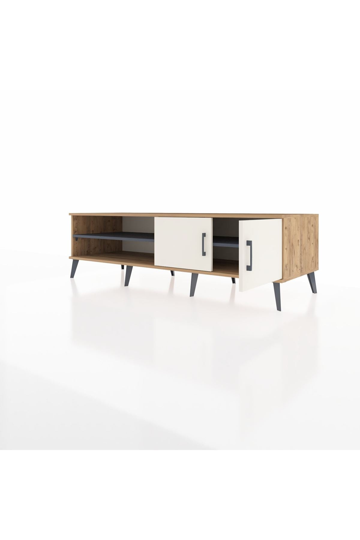 Kronos TV Ünitesi 2 Raflı 2 Kapaklı 176x59x51 Çam-Aytaşı/Antrasit