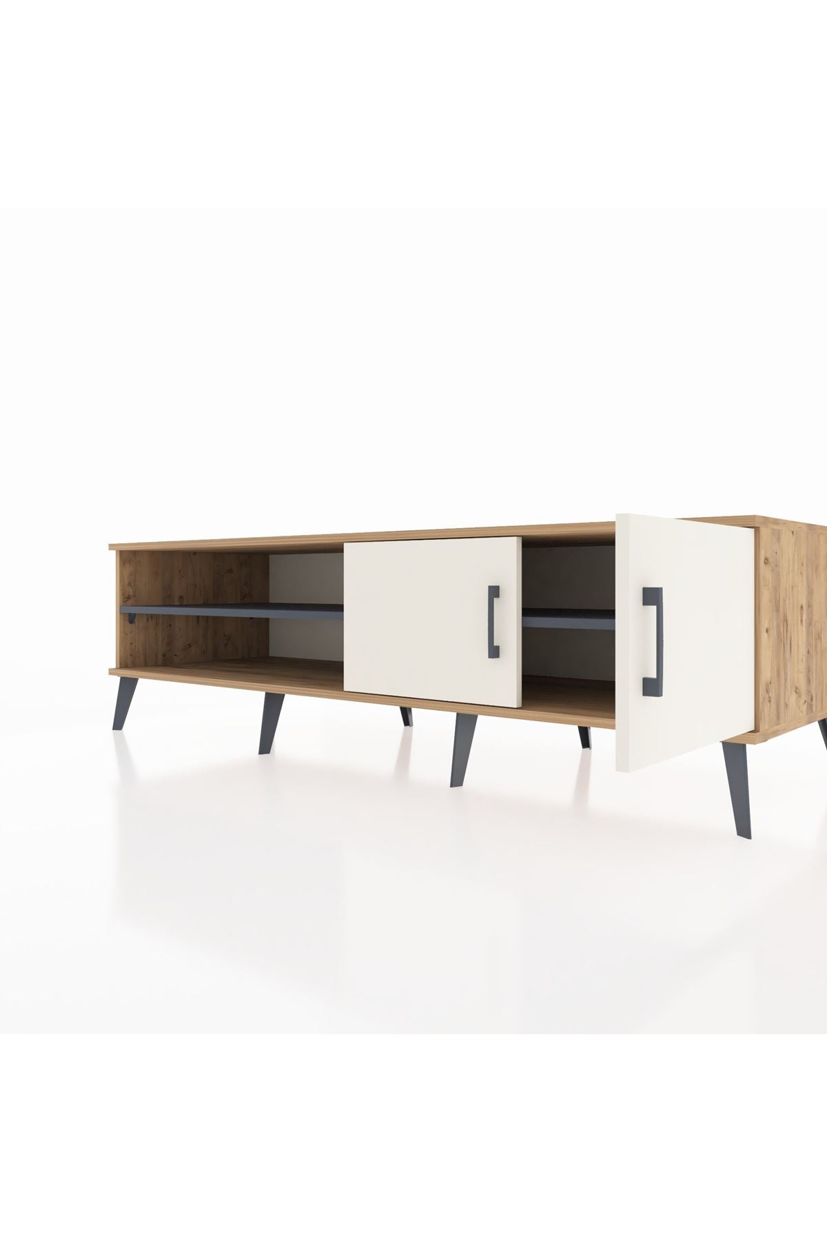 Kronos TV Ünitesi 2 Raflı 2 Kapaklı 176x59x51 Çam-Aytaşı/Antrasit