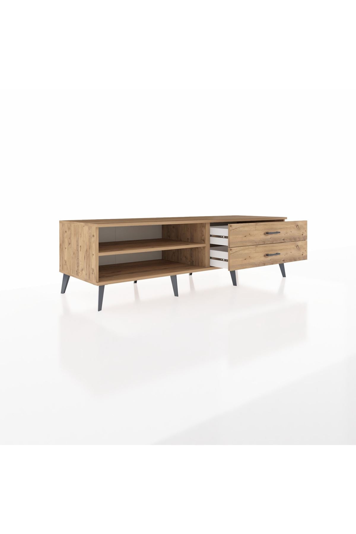 Kronos TV Ünitesi Tek Raflı 2 Çekmeceli  176x59x51 Çam-Çam/Çam