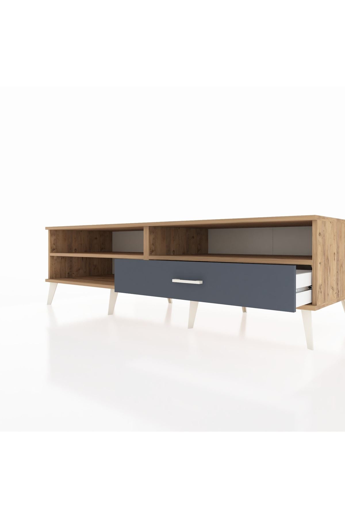 Kronos TV Ünitesi 2 Raflı Tek Çekmeceli  176x59x51 Çam-Çam/Antrasit