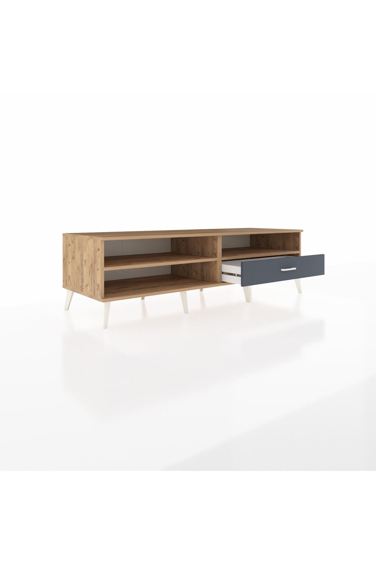 Kronos TV Ünitesi 2 Raflı Tek Çekmeceli  176x59x51 Çam-Çam/Antrasit