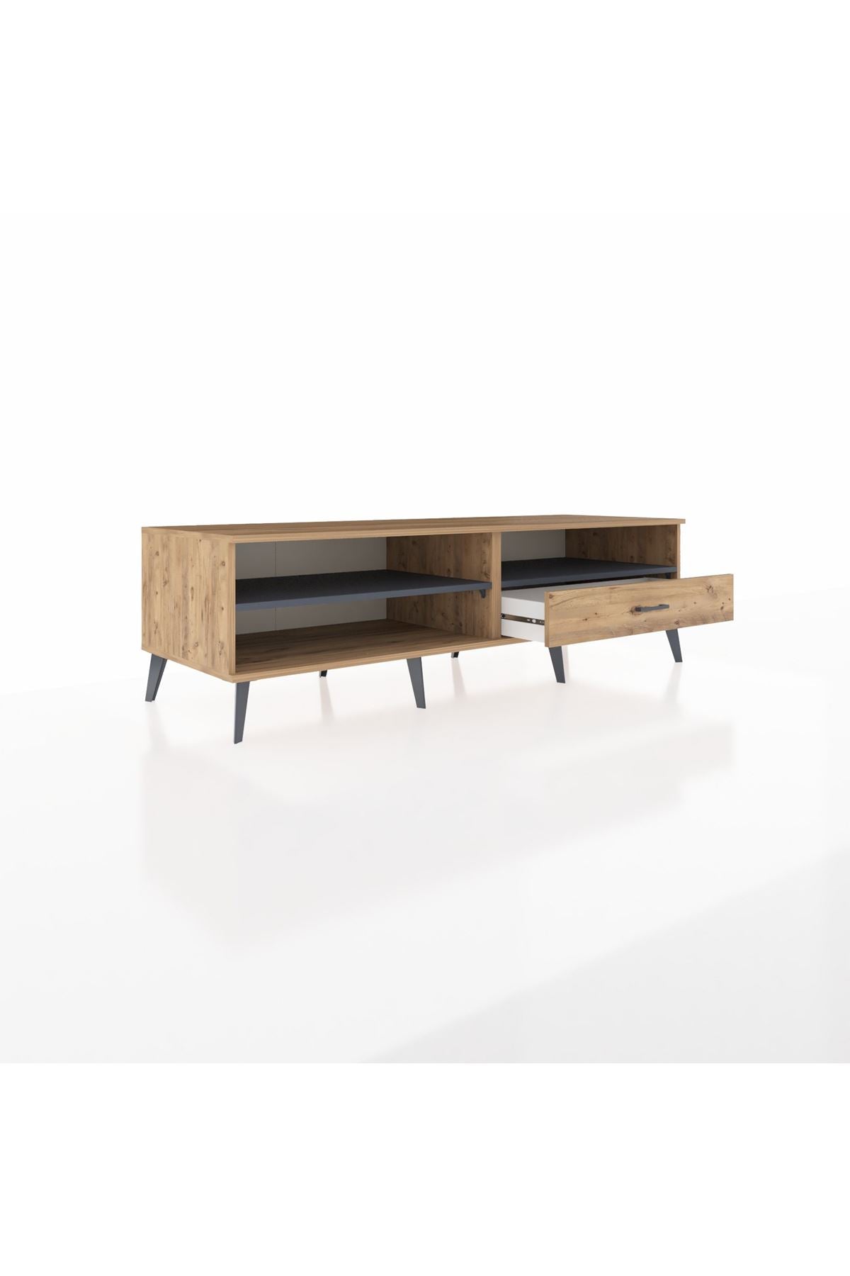 Kronos TV Ünitesi 2 Raflı Tek Çekmeceli  176x59x51 Çam-Antrasit/Çam