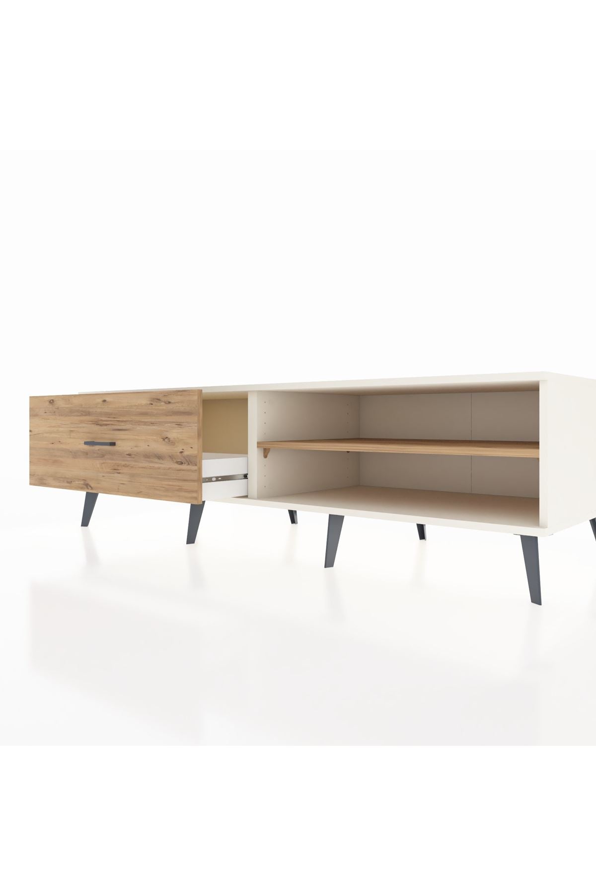Kronos TV Ünitesi Tek Raflı Tek Çekmeceli  176x59x51 Aytaşı-Çam/Çam