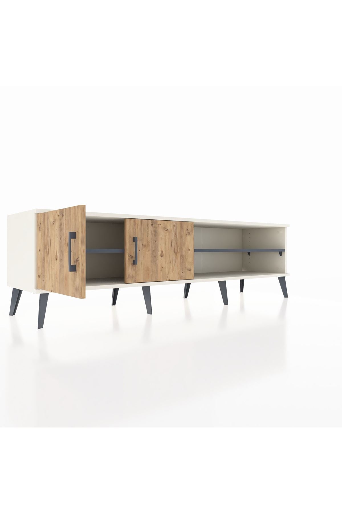 Hyperion TV Ünitesi 2 Raflı 2 Kapaklı 176x44x51 Aytaşı-Çam/Antrasit