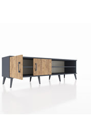 Hyperion TV Ünitesi 2 Raflı 2 Kapaklı 176x44x51 Antrasit-Çam/Antrasit