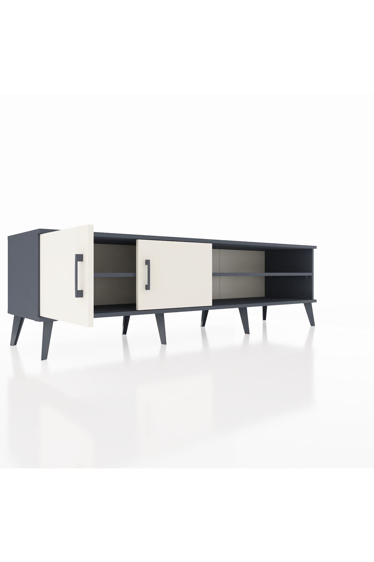 Hyperion TV Ünitesi 2 Raflı 2 Kapaklı 176x44x51 Antrasit-Aytaşı/Antrasit