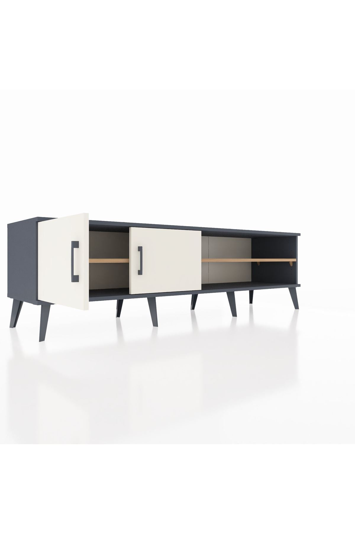 Hyperion TV Ünitesi 2 Raflı 2 Kapaklı 176x44x51 Antrasit-Aytaşı/Çam