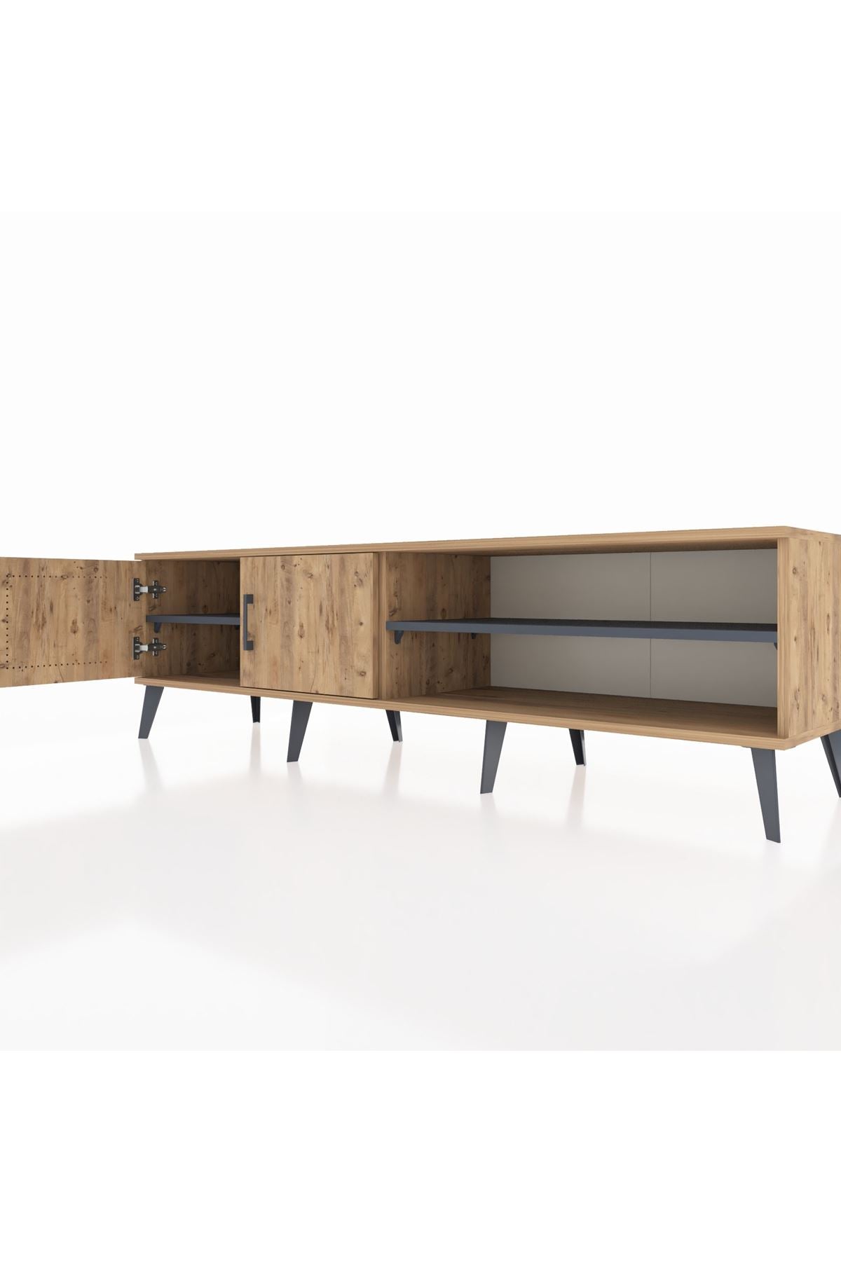 Hyperion TV Ünitesi 2 Raflı 2 Kapaklı 176x44x51 Çam-Çam/Antrasit