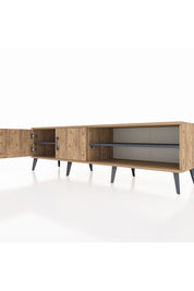 Hyperion TV Ünitesi 2 Raflı 2 Kapaklı 176x44x51 Çam-Çam/Antrasit