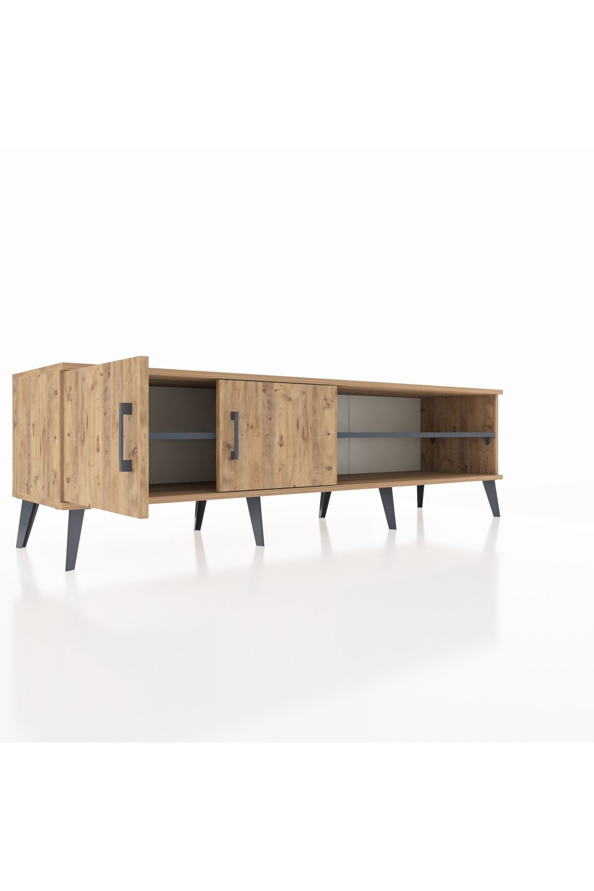 Hyperion TV Ünitesi 2 Raflı 2 Kapaklı 176x44x51 Çam-Çam/Antrasit