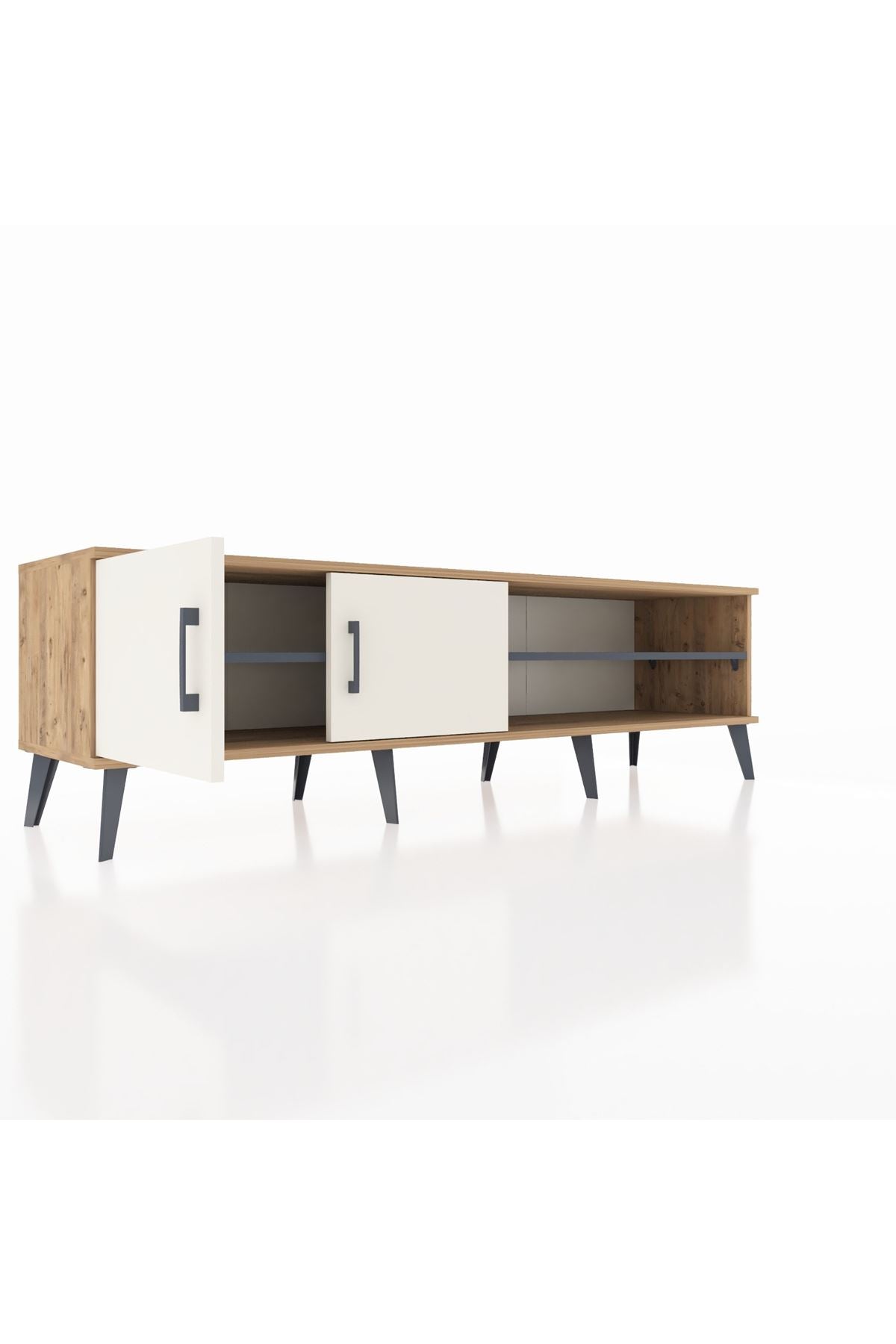 Hyperion TV Ünitesi 2 Raflı 2 Kapaklı 176x44x51 Çam-Aytaşı/Antrasit