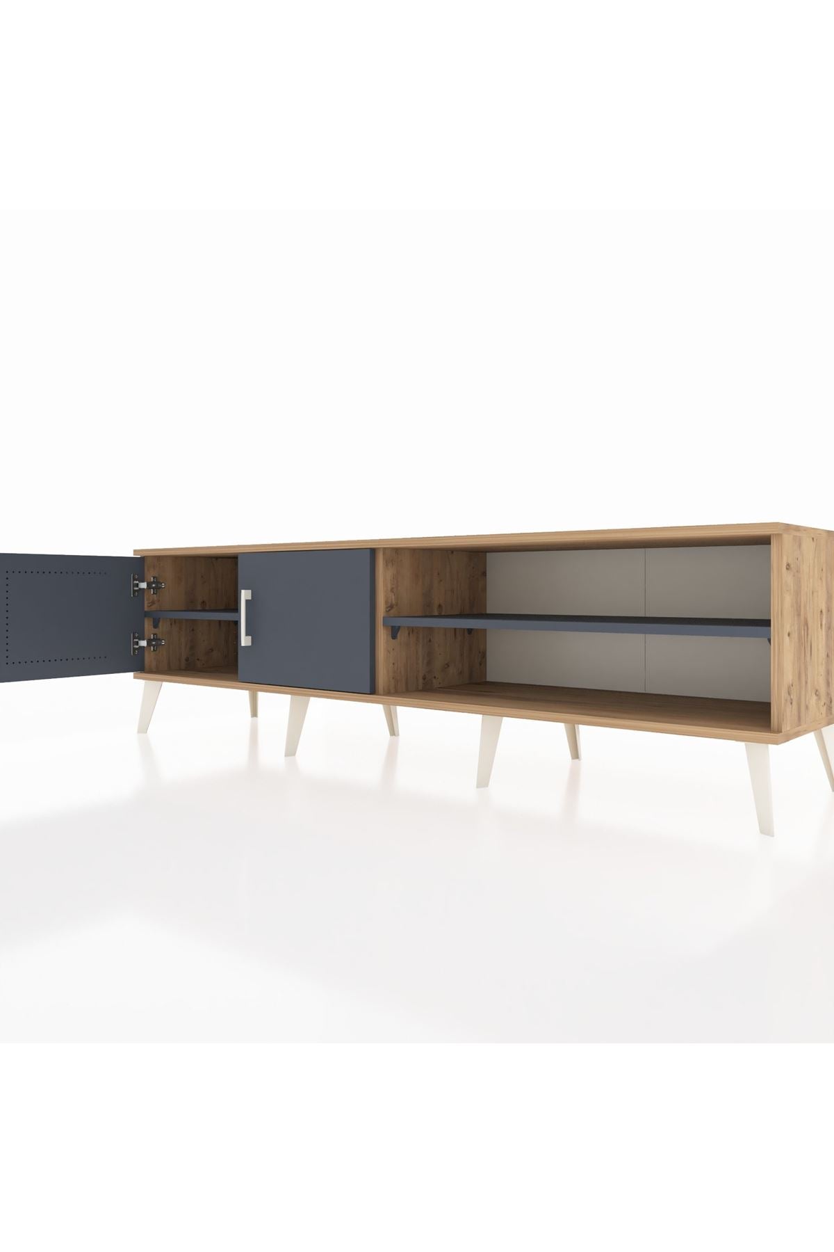 Hyperion TV Ünitesi 2 Raflı 2 Kapaklı 176x44x51 Çam-Antrasit/Antrasit