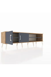 Hyperion TV Ünitesi 2 Raflı 2 Kapaklı 176x44x51 Çam-Antrasit/Antrasit