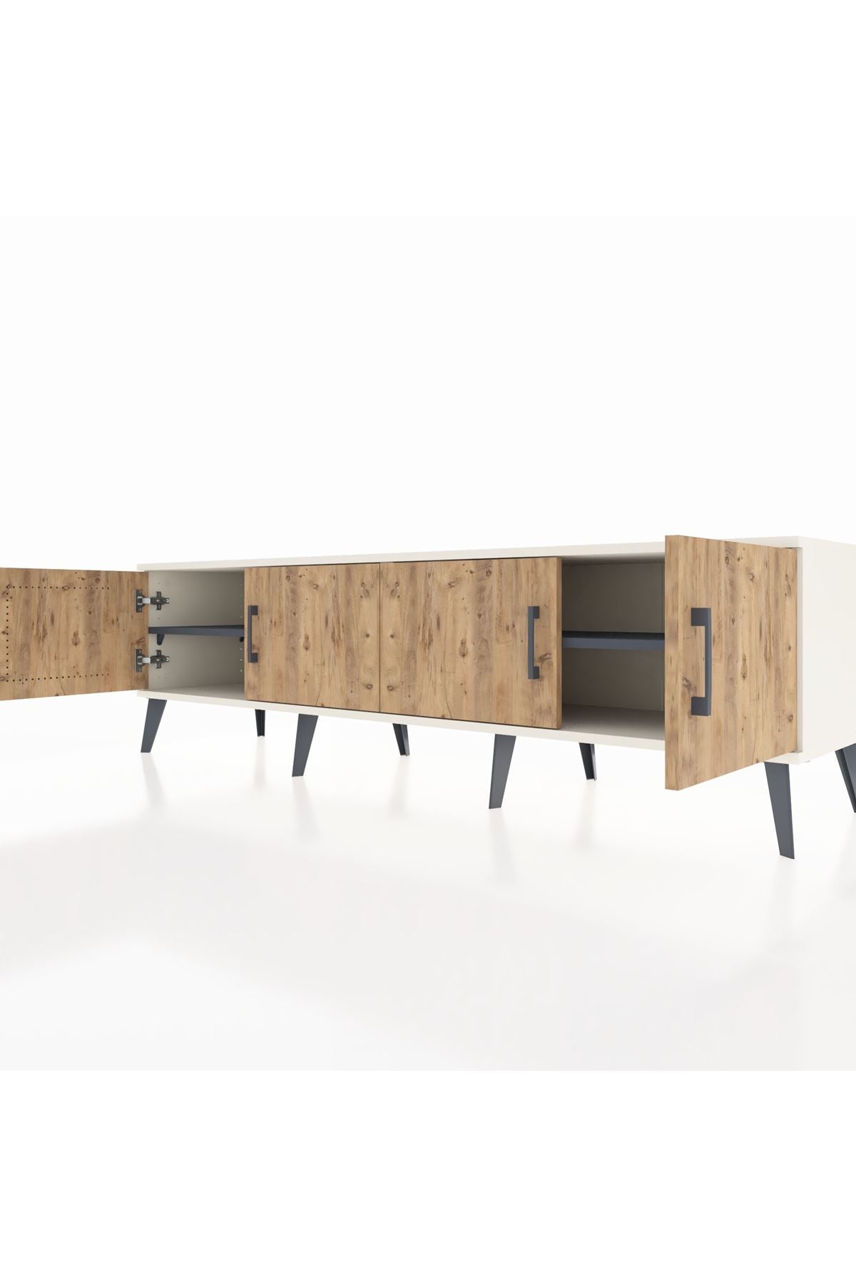 Hyperion TV Ünitesi 2 Raflı 4 Kapaklı 176x44x51 Aytaşı-Çam/Antrasit