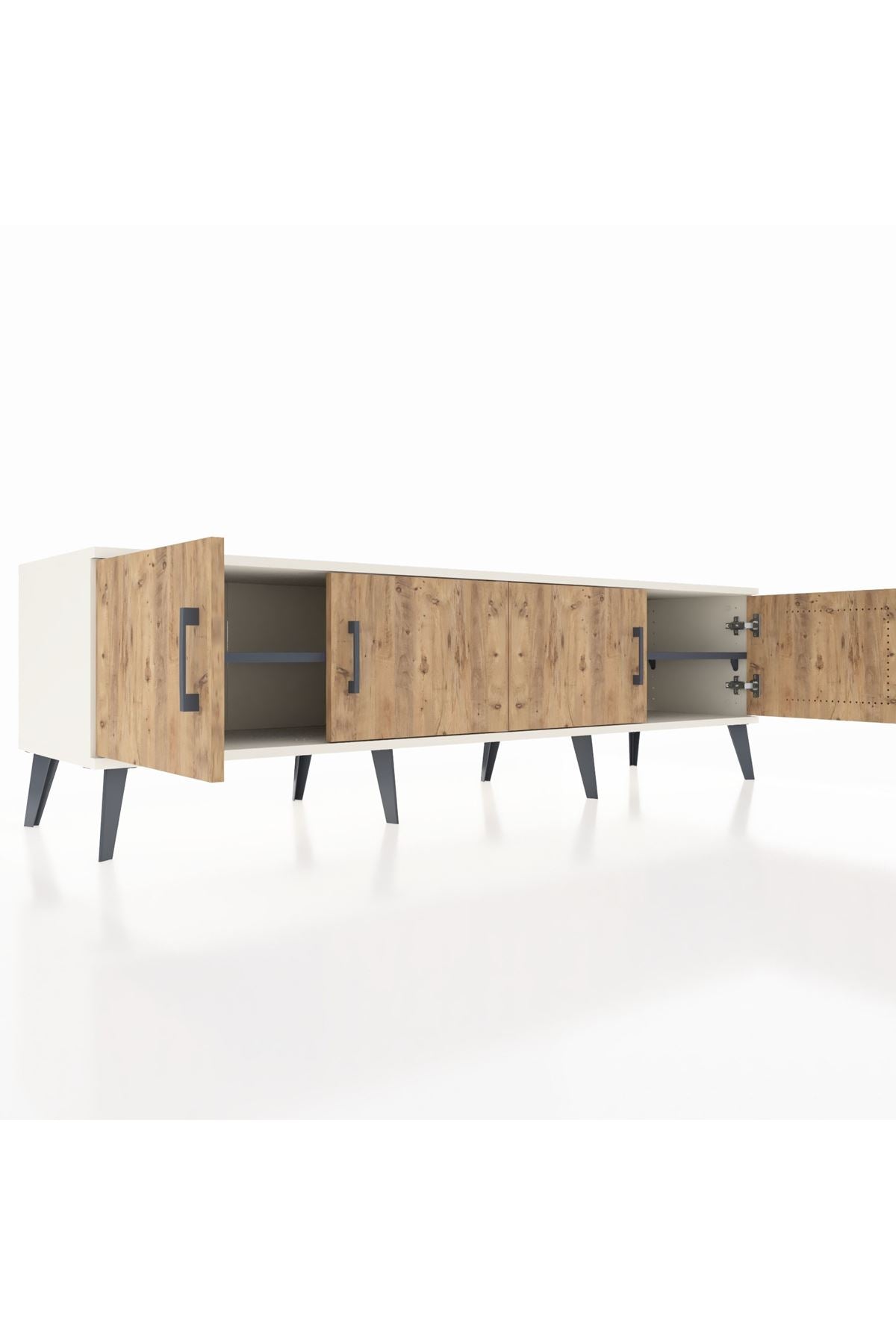 Hyperion TV Ünitesi 2 Raflı 4 Kapaklı 176x44x51 Aytaşı-Çam/Antrasit