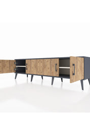 Hyperion TV Ünitesi 2 Raflı 4 Kapaklı 176x44x51 Antrasit-Çam/Aytaşı