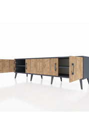 Hyperion TV Ünitesi 2 Raflı 4 Kapaklı 176x44x51 Antrasit-Çam/Antrasit