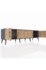 Hyperion TV Ünitesi 2 Raflı 4 Kapaklı 176x44x51 Antrasit-Çam/Antrasit