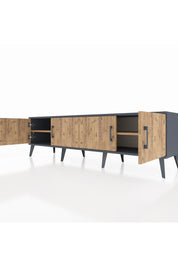 Hyperion TV Ünitesi 2 Raflı 4 Kapaklı 176x44x51 Antrasit-Çam/Çam