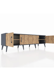 Hyperion TV Ünitesi 2 Raflı 4 Kapaklı 176x44x51 Antrasit-Çam/Çam