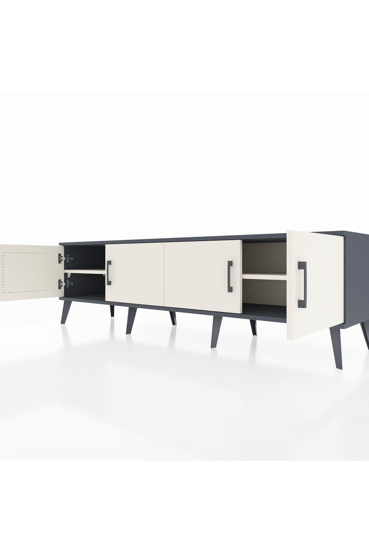 Hyperion TV Ünitesi 2 Raflı 4 Kapaklı 176x44x51 Antrasit-Aytaşı/Aytaşı