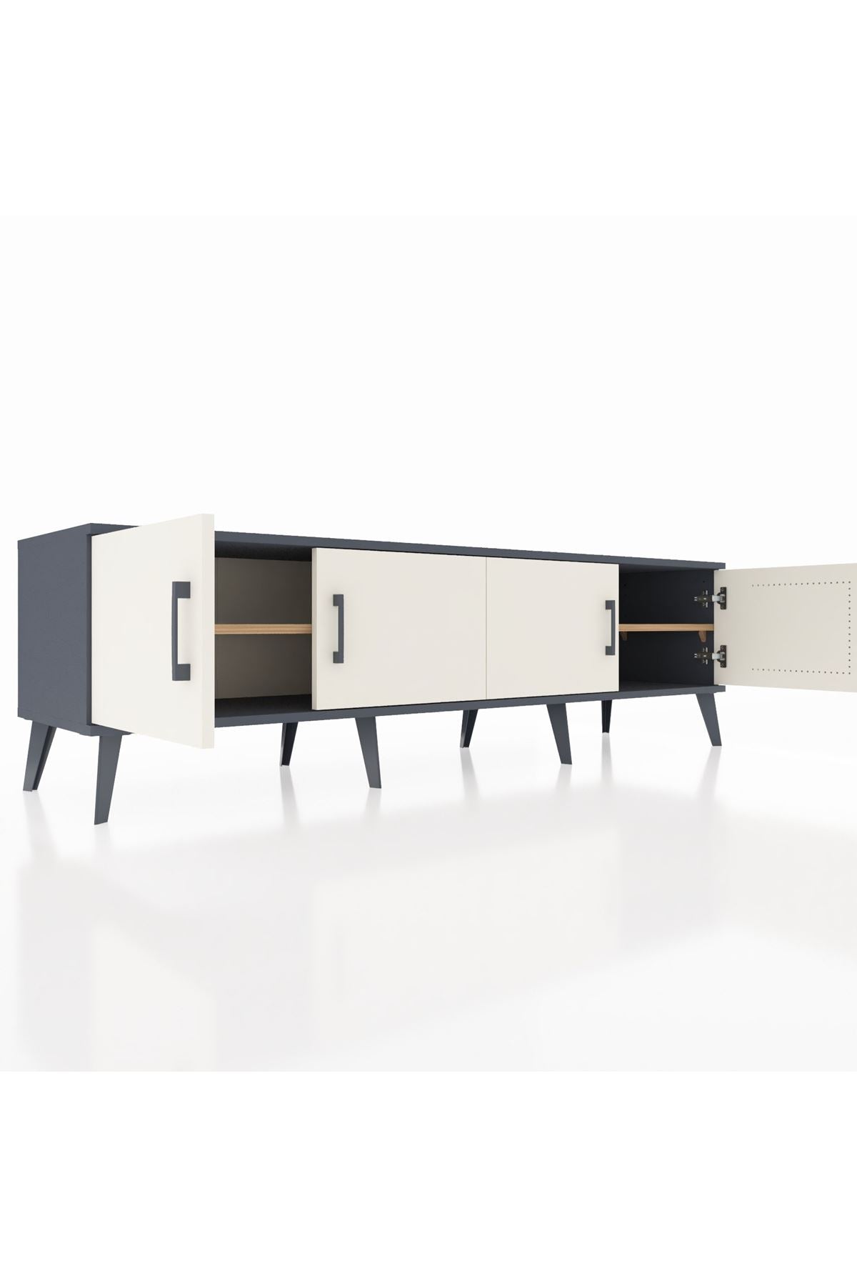 Hyperion TV Ünitesi 2 Raflı 4 Kapaklı 176x44x51 Antrasit-Aytaşı/Çam