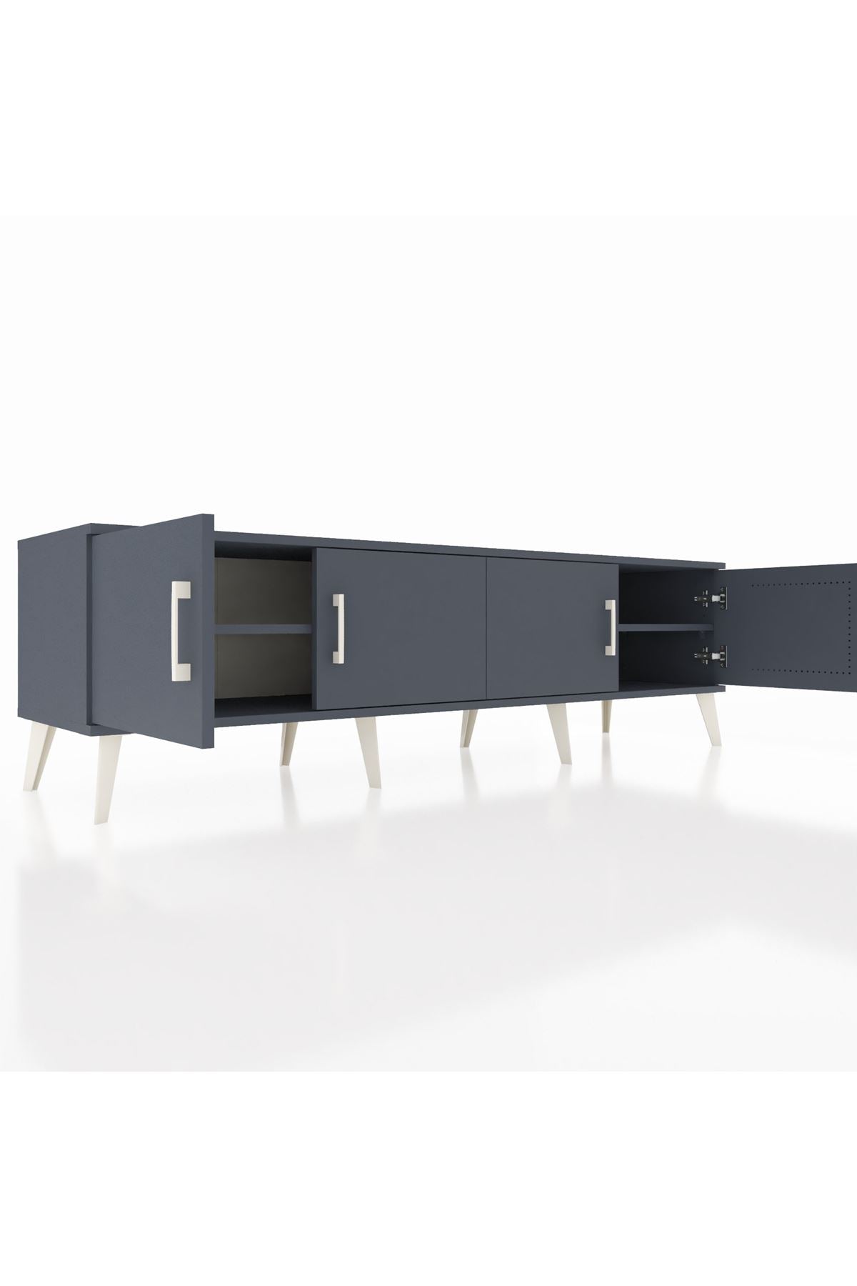 Hyperion TV Ünitesi 2 Raflı 4 Kapaklı 176x44x51 Antrasit-Antrasit/Antrasit