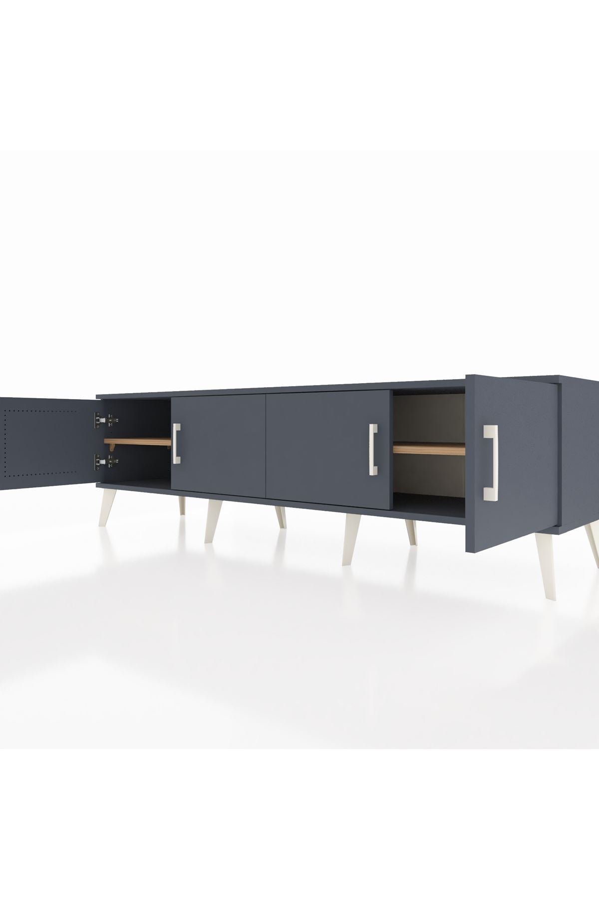 Hyperion TV Ünitesi 2 Raflı 4 Kapaklı 176x44x51 Antrasit-Antrasit/Çam