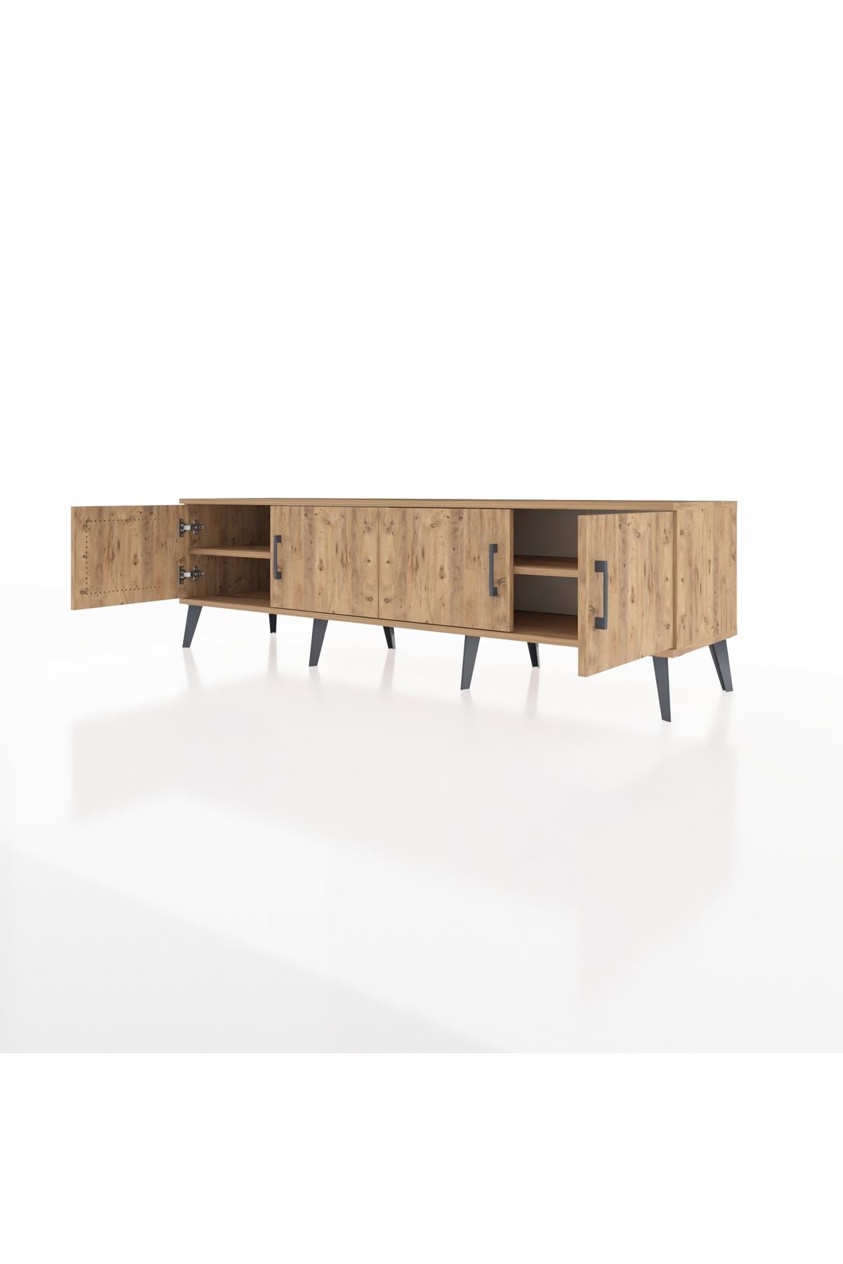 Hyperion TV Ünitesi 2 Raflı 4 Kapaklı 176x44x51 Çam-Çam/Çam