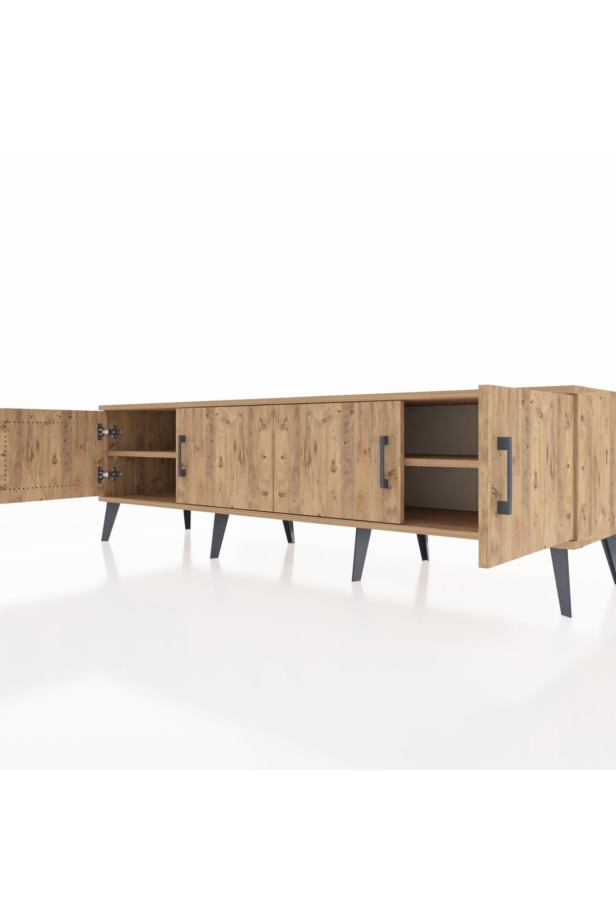 Hyperion TV Ünitesi 2 Raflı 4 Kapaklı 176x44x51 Çam-Çam/Çam