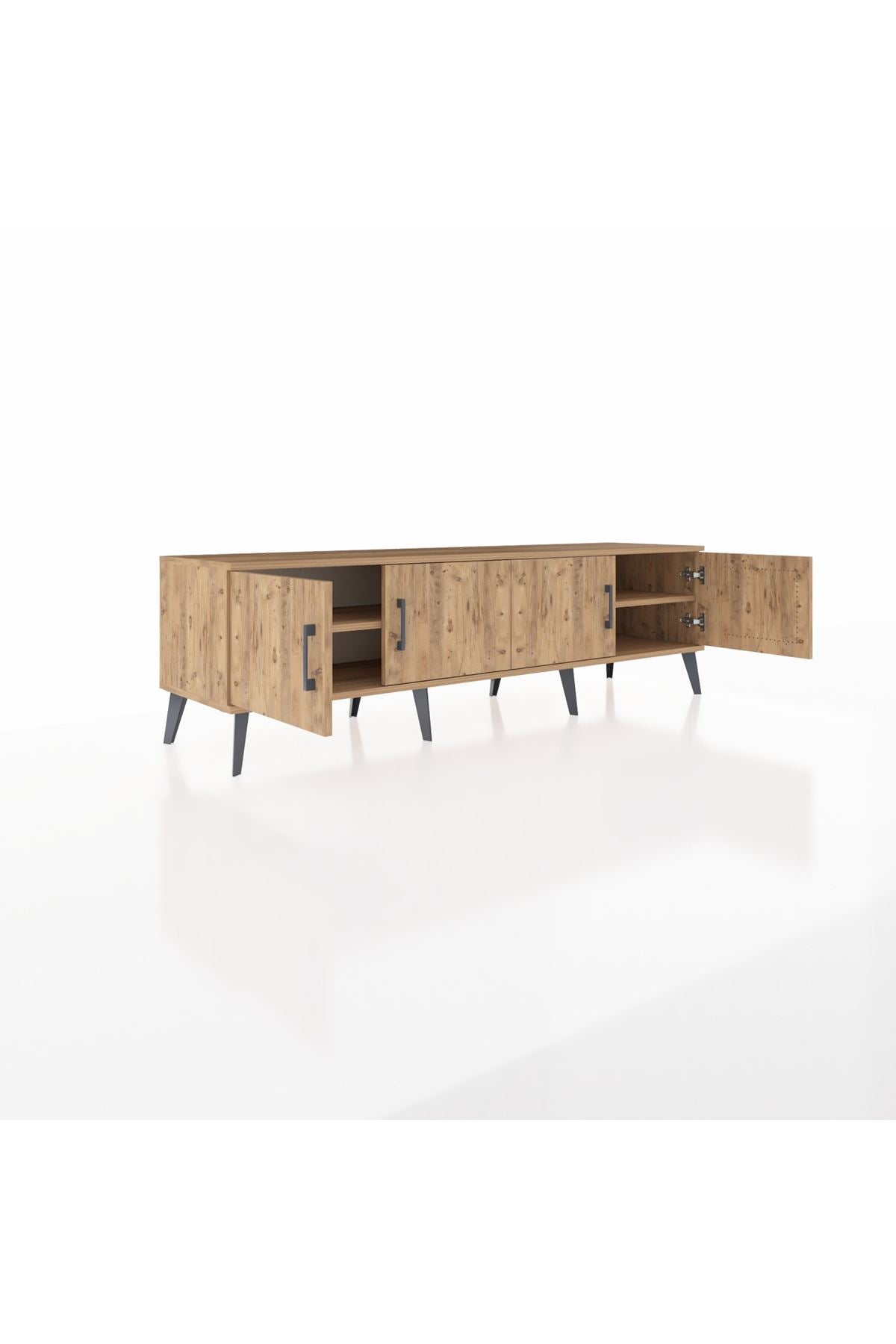 Hyperion TV Ünitesi 2 Raflı 4 Kapaklı 176x44x51 Çam-Çam/Çam