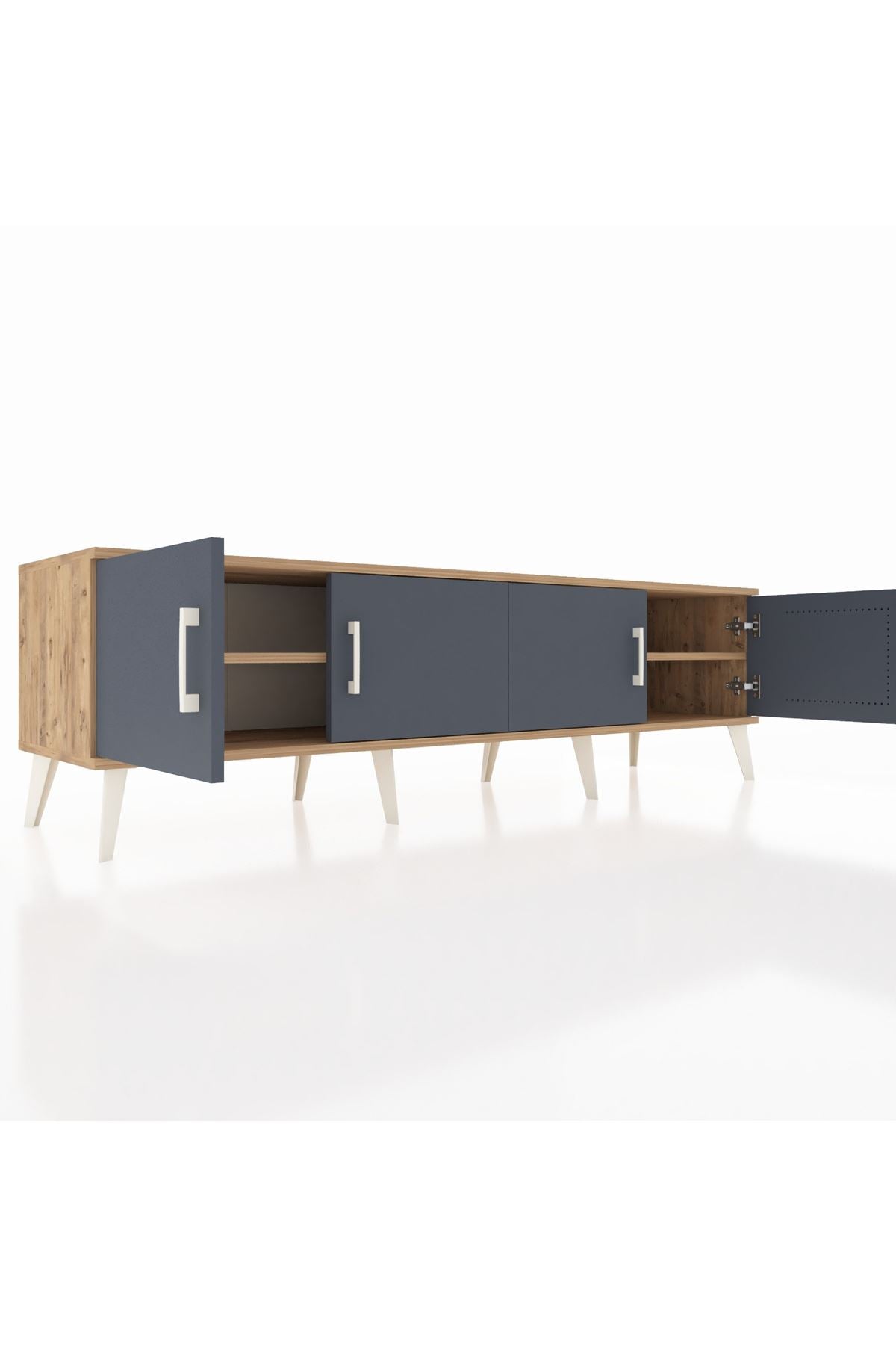 Hyperion TV Ünitesi 2 Raflı 4 Kapaklı 176x44x51 Çam-Antrasit/Çam