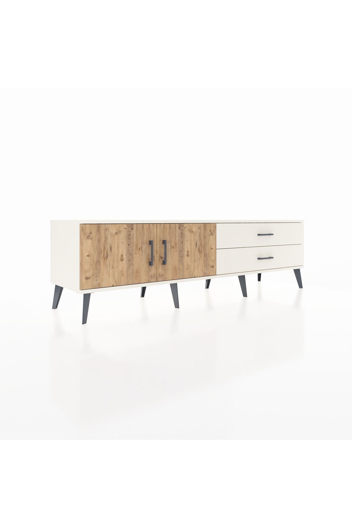 Hyperion TV Ünitesi Tek Raflı 2 Çekmeceli 2 Kapaklı 176x44x51 Aytaşı-Çam/Aytaşı