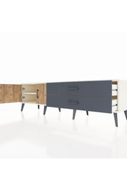 Hyperion TV Ünitesi Tek Raflı 2 Çekmeceli 2 Kapaklı 176x44x51 Aytaşı-Çam/Antrasit