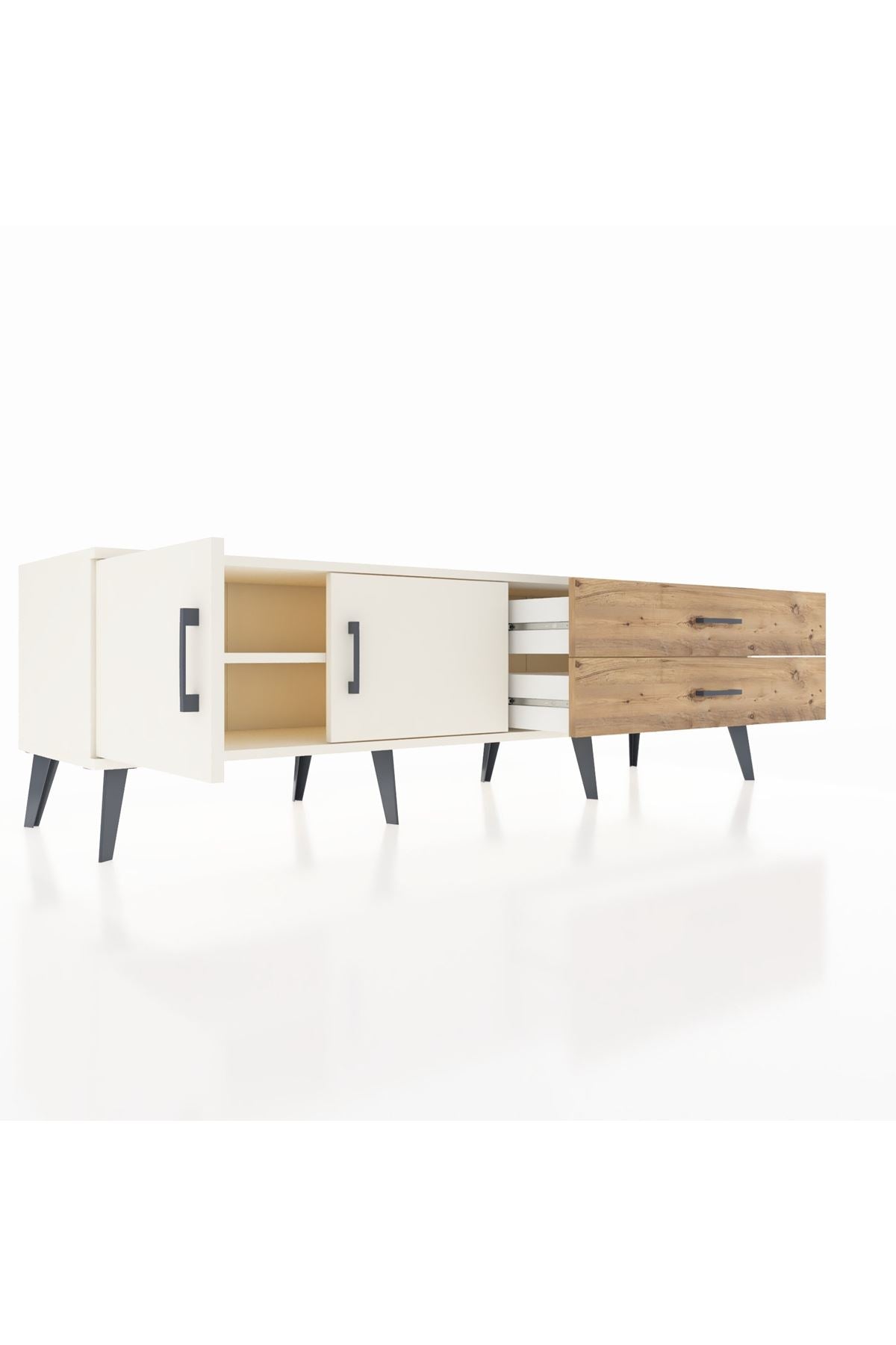 Hyperion TV Ünitesi Tek Raflı 2 Çekmeceli 2 Kapaklı 176x44x51 Aytaşı-Aytaşı/Çam