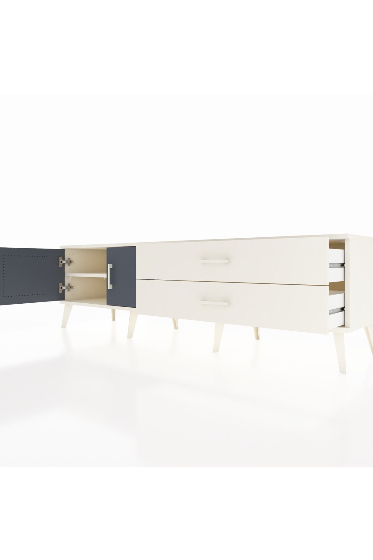 Hyperion TV Ünitesi Tek Raflı 2 Çekmeceli 2 Kapaklı 176x44x51 Aytaşı-Antrasit/Aytaşı