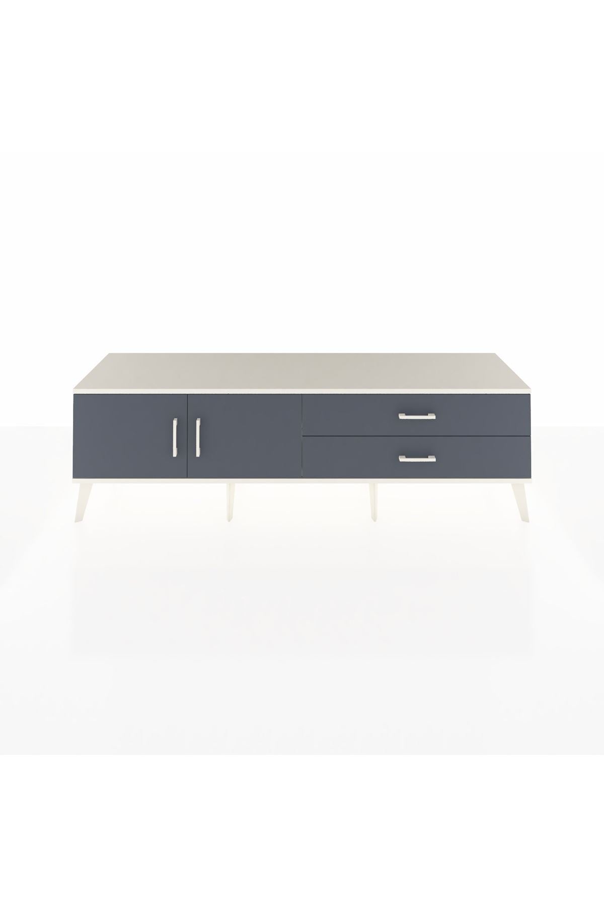 Hyperion TV Ünitesi Tek Raflı 2 Çekmeceli 2 Kapaklı 176x44x51 Aytaşı-Antrasit/Antrasit