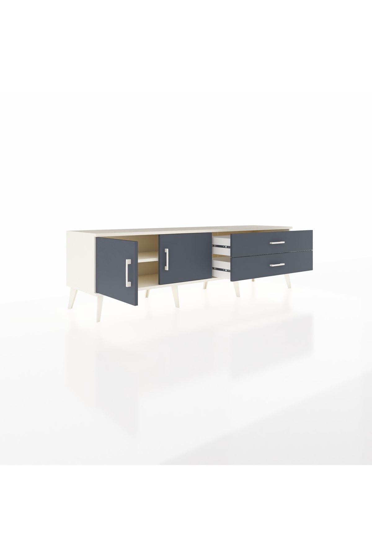 Hyperion TV Ünitesi Tek Raflı 2 Çekmeceli 2 Kapaklı 176x44x51 Aytaşı-Antrasit/Antrasit