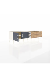 Hyperion TV Ünitesi Tek Raflı 2 Çekmeceli 2 Kapaklı 176x44x51 Aytaşı-Antrasit/Çam