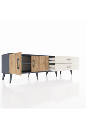 Hyperion TV Ünitesi Tek Raflı 2 Çekmeceli 2 Kapaklı 176x44x51 Antrasit-Çam/Aytaşı