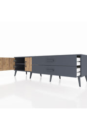 Hyperion TV Ünitesi Tek Raflı 2 Çekmeceli 2 Kapaklı 176x44x51 Antrasit-Çam/Antrasit