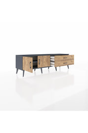 Hyperion TV Ünitesi Tek Raflı 2 Çekmeceli 2 Kapaklı 176x44x51 Antrasit-Çam/Çam