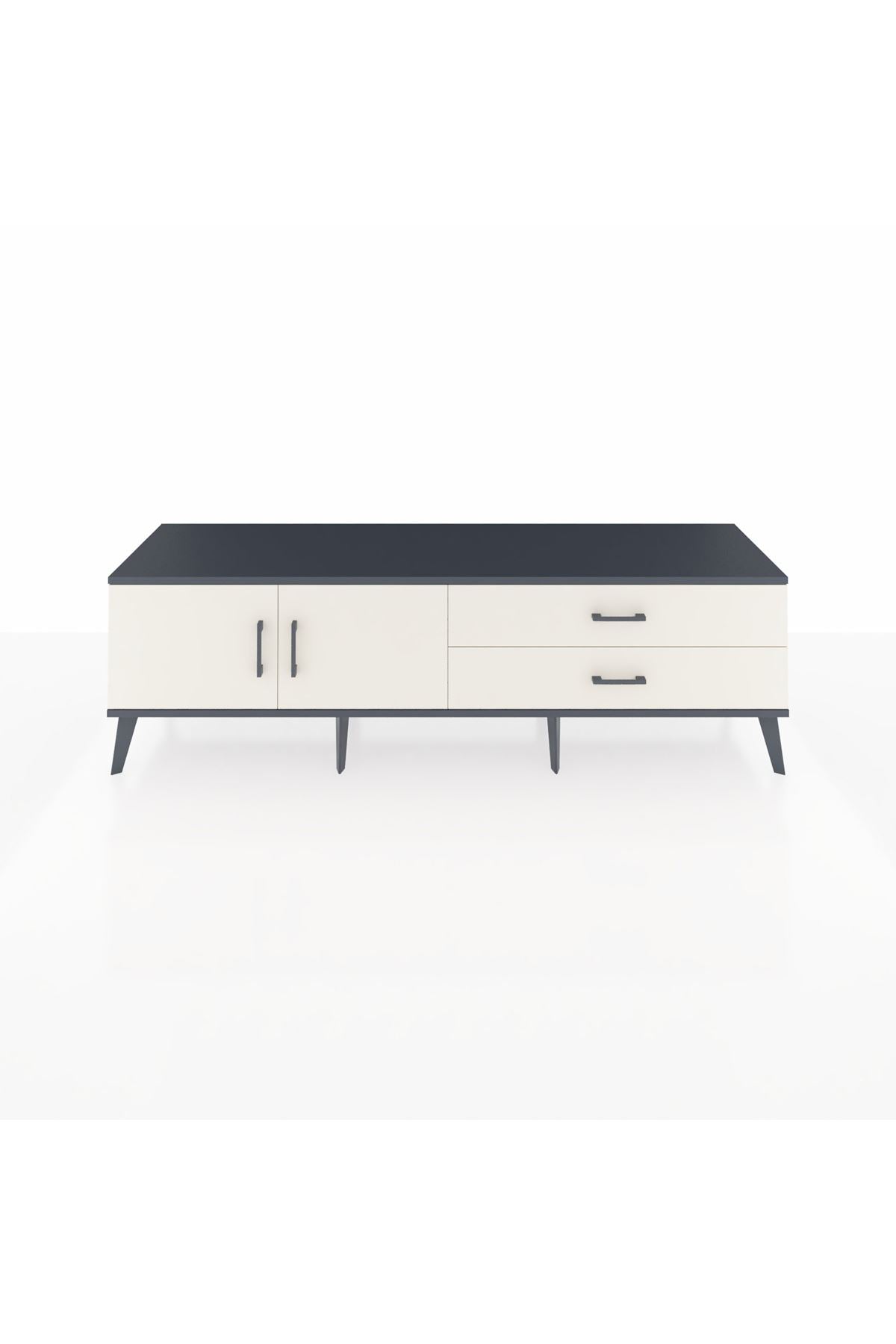 Hyperion TV Ünitesi Tek Raflı 2 Çekmeceli 2 Kapaklı 176x44x51 Antrasit-Aytaşı/Aytaşı