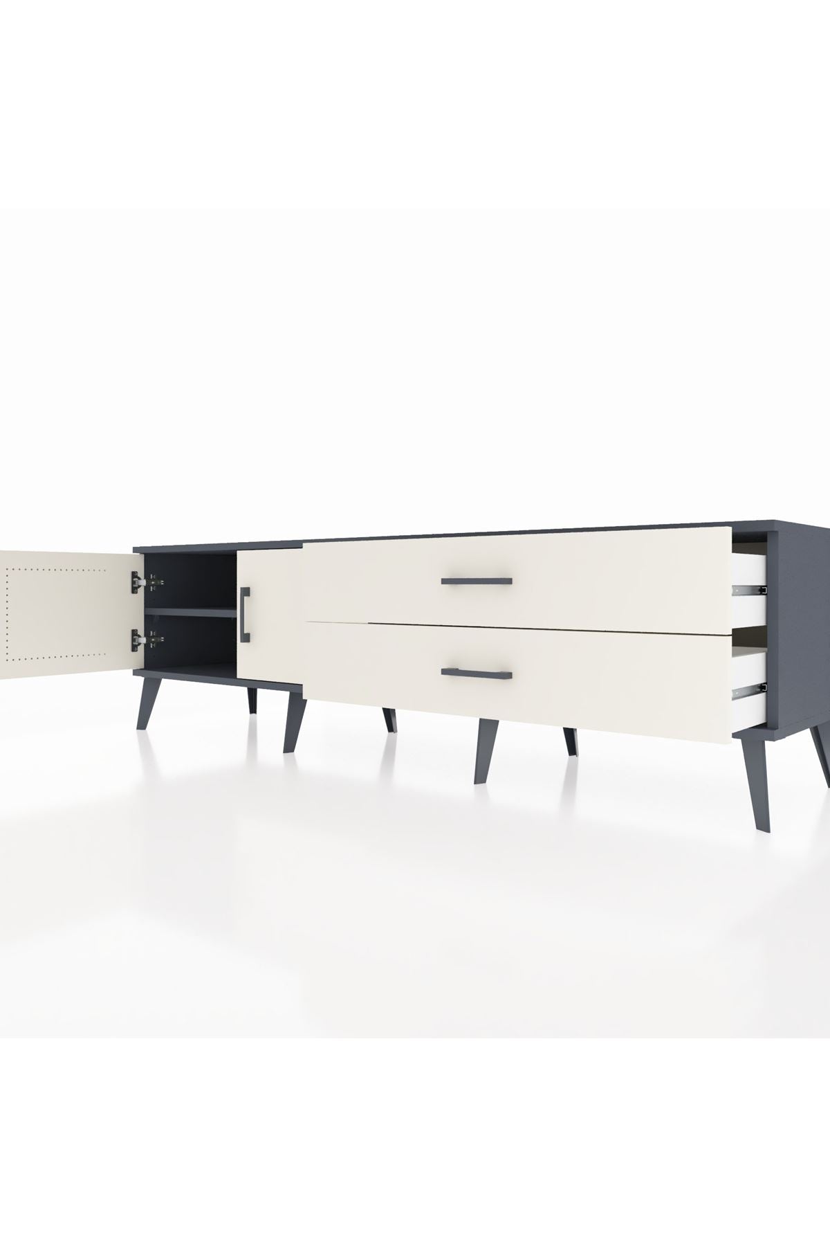 Hyperion TV Ünitesi Tek Raflı 2 Çekmeceli 2 Kapaklı 176x44x51 Antrasit-Aytaşı/Aytaşı